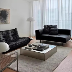 Mesa de Centro Moderna de Acero Inoxidable con Acabado Mate Cepillado, Mesa de Té Cuadrada para Sala de Estar, Duradera y Fácil de Limpiar - Product Image 2