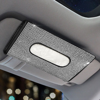 Kit créatif pour accessoires intérieurs de voiture : pare-soleil et boîte à mouchoirs suspendus, ornés de cristaux scintillants et finition en cuir