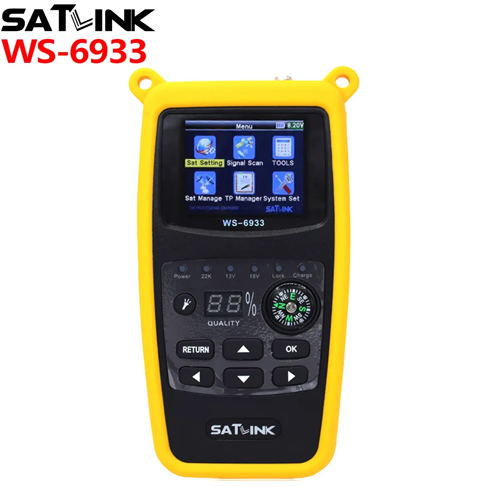 Satlink ws-6933 Satellite Finder Meter Supporto DVB S/S2 LNB TFT LCD 800mAh Li-lon Batteria LED torcia elettrica USB 2.0 LNB