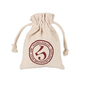 Sac d'emballage en toile de coton et lin naturel à fond rond avec cordon de serrage et poche, pour riz et bonbons, avec logo personnalisé imprimé - Product Image 6