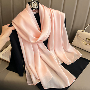 Sciarpa di <span class=keywords><strong>Seta</strong></span> Bianca Tinta Unita alla Moda per Donne, Nuovo <span class=keywords><strong>Foulard</strong></span> di Design Blu, Copricapo in <span class=keywords><strong>Seta</strong></span> per Signore - Product Image 3