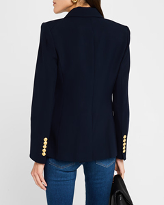<span class=keywords><strong>Blazer</strong></span> da Donna Elegante Blu Scuro su Misura, Doppiopetto <span class=keywords><strong>con</strong></span> <span class=keywords><strong>Bottoni</strong></span> Decorativi a Leone Dorato, Abbigliamento Business - Product Image 3
