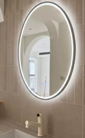 Miroir de salle de bain mural intelligent à cadre argenté de style elliptique