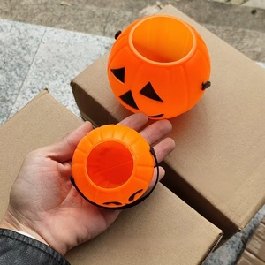 Seau à bonbons en plastique citrouille d'Halloween avec couvercle, portable, pour le jeu de la citrouille, seau de rangement, décoration de fête pour enfants, cadeau - Product Image 5
