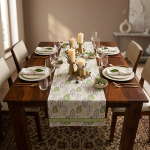 Chemin de table imprimé feuilles de coton, nappe florale réutilisable pour la maison, les fêtes et les mariages - Product Image 5