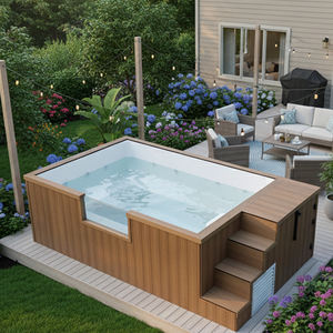 حوض سباحة خارجي كبير مع نافذة، حوض سباحة من الأكريليك مع فسيفساء، حوض سباحة وسبا مسبق الصنع فوق الأرض من الألياف الزجاجية - Product Image 5