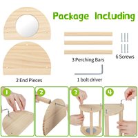 Jouet pour poulets avec miroir, structure d'arche en bois, triple barre, ensemble de jeu pour poussins pour poulailler intérieur et enclos à volailles