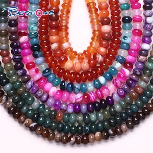 Bestone Factory Günstiger Preis 8x5mm Glatte Achat Oblate Kreis Perlen Rondelle Achat Perlen Für die Schmuck herstellung