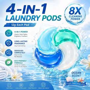 Automatic Washing Machine Laundry <b>Detergent</b> Pods | JIETI Floral Fruity Scent Long Lasting Fragrance Laundry Capsules - Product Image 2