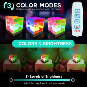 Creative Infinity 3D Cube Night Light Ambience Decor Acrílico LED Colorido Cubo mágico/Triángulo Lámpara de mesa para dormitorio Sala de juegos - Product Image 2