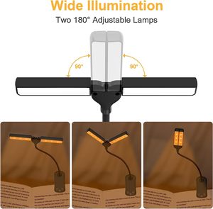 Luces de libro recargables por USB, Mini lámpara de libro LED, luces de lectura con Clip Flexible de Color ámbar súper brillante para libros en la cama - Product Image 2