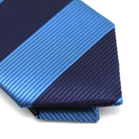 Cravates pour hommes à rayures larges et audacieuses, bleu foncé, jacquard personnalisé, tissées en Chine, vente en gros, cravates en soie fines à rayures horizontales pour hommes