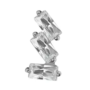 G23 Titanium Implant CZ Cut Bar Cluster End Tragus Helix Conch Daith Body Jewelry Wholesale Threadless Piercing Ear Ends