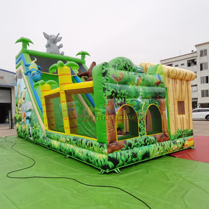 Commercial grade safari <b>bounce</b> house combo bouncer toboggan gonflable giant inflatable jungle bouncy <b>castle</b> slide - Product Image 1