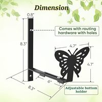 Supports de jardinière de fenêtre, crochets de boîte à fleurs à montage mural robuste réglables avec papillon, adaptés à la pergola de garde-corps de pont