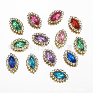 Adornos de cristal multicolor con forma de navette de 5x10 mm para bricolaje, accesorios de joyería, decoración de ropa y cabello - Product Image 3
