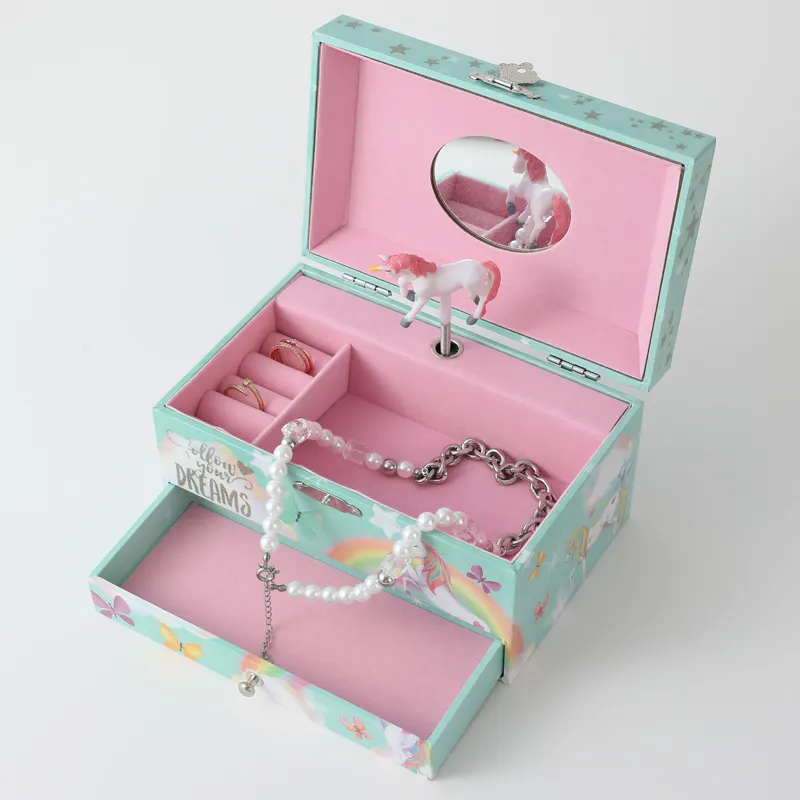 Unicorn Music Box Jewellery Box Packaging for Girls & Boys Gift Ballerina Wooden Musical Jewelry Box Kid Toys Hand Cranked