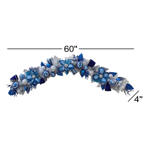 Blue &amp; Silver Snowflake Christmas Garland,Glitter Poinsettias &amp; Ornaments,<strong>Winter</strong> <strong>Wonderland</strong> <strong>Decor</strong> for Holiday Mantel/Staircase - Product Image 2