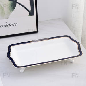 La vaisselle en céramique bleue et blanche la plus vendue est livrée avec des boîtes cadeaux et un plateau à logo, des bols Bugari - Product Image 3