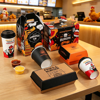 Boîtes d'emballage rapides pour poulet frit, frites, en papier kraft jetable, emballages alimentaires personnalisés en papier kraft
