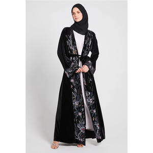 Robe abaya noire brodée de sequins personnalisés Leduo, robe abaya en velours de luxe, abaya ornée pour femmes - Product Image 1
