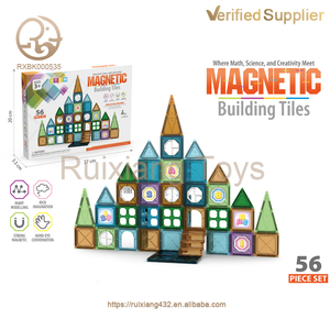 热销玩具56支儿童教育DIY磁性积木ABS塑料房屋模型<span class=keywords><strong>3</strong></span>岁以上儿童包装套装 - Product Image 5