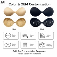 Sujetador adhesivo invisible sin tirantes ni espalda, con relleno de esponja gruesa, efecto push-up, realce de palma de la mano, 2 copas, reutilizable, con adhesivo biodegradable, de fábrica OEM