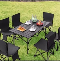 Table de camping moderne, légère, pliable et portable, en acier haute teneur en carbone, 4 places, design relevable et enroulable, pour pique-nique et salle de sport