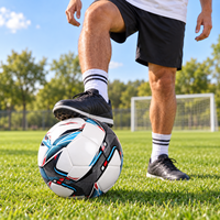 Ballon de football Aiju personnalisé en PVC, taille 5, cousu à la machine, cadeau promotionnel, haute qualité, pour événements sportifs en plein air