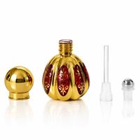 Flacon de parfum en forme d'oignon de 15 ml en gros avec bouchon à vis, carton doré, applicateur à bille pour vaporisateur, flacon bulbeux rechargeable pour Attar