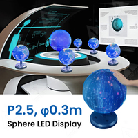 Écran LED sphérique à module souple à petit espacement de billes P2.5 à 360 degrés pour intérieur, diamètre 0,3 m, pour musée scientifique