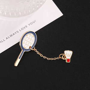 Cartoon Racket Shape Alloy Brooch Chain Pin For Bag Clothing Unisex Fashion Accessory - Product Image 4