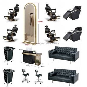 Starry Black Gold <strong>Barber</strong> <strong>Set</strong> Hydraulic Chair Full Package Customized Multi-Color Classic <strong>Barber</strong> Chairs for Sale - Product Image 5