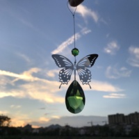 Новогодний солнечный световник с цепочкой из полированных хрустальных бусин-бабочек