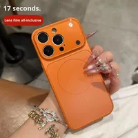 Funda Protectora para Teléfono Móvil con Panel Trasero Mate de Cobertura Total, Segunda Capa Magnética Resistente a Impactos para iPhone 14 15 16 17 Pro Max