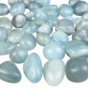 Vente directe usine – Pierre roulée ovale en aquamarine polie de haute qualité et haute énergie pour cadeau de fêtes - Product Image 1