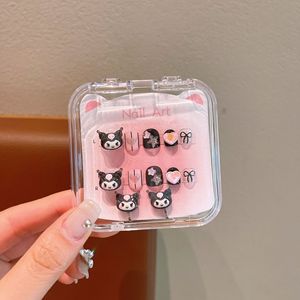 Qianya Kids Cartoon Press on Nails Set avec Clips d'oreille assortis My Melody Kuromi Cinnamoroll Autocollants auto-adhésifs pour <span class=keywords><strong>ongles</strong></span> pour fille - Product Image 1