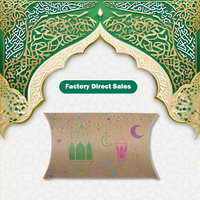 Boîte cadeau personnalisée pour le Ramadan, imprimé mosquée et lune, emballage en papier kraft, prix d'usine