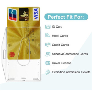 Wholesale manufacturer of plastic hard card sleeves, transparent horizontal and vertical dual-use <b>ID</b> card protectors with - Product Image 5
