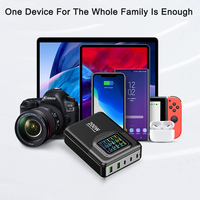 200W USB Type C Chargeur 5 Ports Station de Charge pour Téléphone Tablette Ordinateur Portable Montre Voiture Adaptateur Mural-US Socket Standard