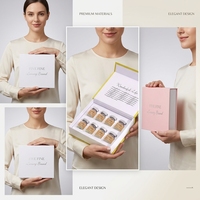 Coffret haut de gamme personnalisé en papier rose et blanc pour flacons de peptides, avec couvercle à charnière et revêtement magnétique anti-UV, pour emballage cadeau de sérum de soin de la peau