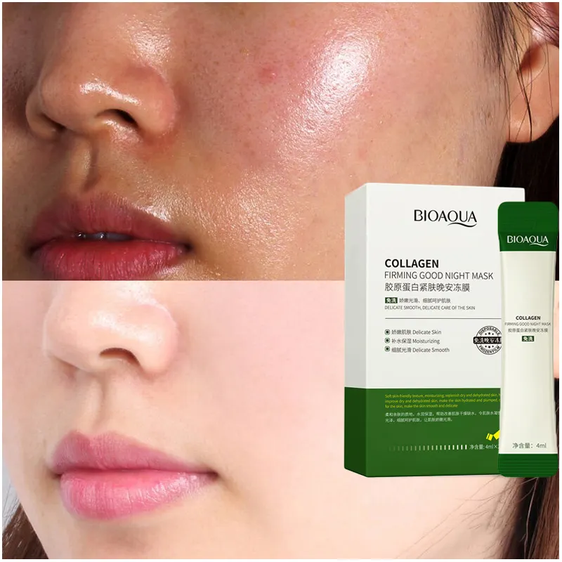 OEM BIOAQUA soins de la peau bio centella blanchissant collagène bonne nuit gel visage mascarillasl feuille sommeil gelée masque facial