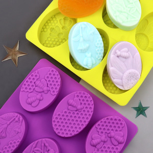 Moule en silicone ovale de qualité alimentaire pour gâteaux, glaces, poudings, savons faits main - Non toxique, facile à démouler, couleur bleue, sac OPP - Product Image 3
