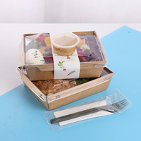 Boîtes en papier kraft jetables pour salades, sushis, bento, sandwichs, repas à emporter, avec couvercle – Vente en gros