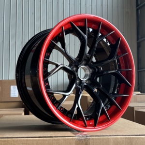 Jantes 2 pièces en aluminium forgé finition rouge et noir 17 19 20 21 pouces pour BMW Porsche <span class=keywords><strong>Mercedes</strong></span> <span class=keywords><strong>AMG</strong></span> 4x100 5x100 5x108 4x108 - Product Image 4