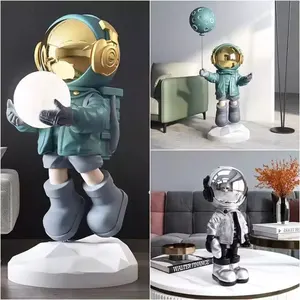 Ornamenti moderni decorazioni per la casa Creative resina LED astronauta scultura lampada da terra per soggiorno