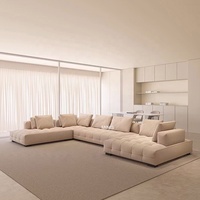 Canapé d'angle moderne et confortable en tissu gris, grand format, avec structure en bois et rembourrage en éponge, prix de gros direct usine pour salon.