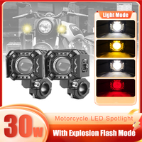 Projecteur LED Alcanta RTS-DPZCE-JR 24V 30W pour moto, lumière antibrouillard, blanc jaune, faisceau haut et bas, DRL rouge, projecteur auxiliaire, scooter