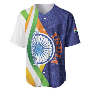 Inde Jour de l'Indépendance Baseball Jersey Indien Paisley Motif En Gros Haute Qualité À Manches Courtes Baseball Chemises Surdimensionné - Product Image 2