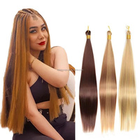 Extensions de cheveux synthétiques lisses et soyeux en vrac, 28 pouces, 150g, pour crochet, effet lisse et soyeux, type « Pony Bone Straight »